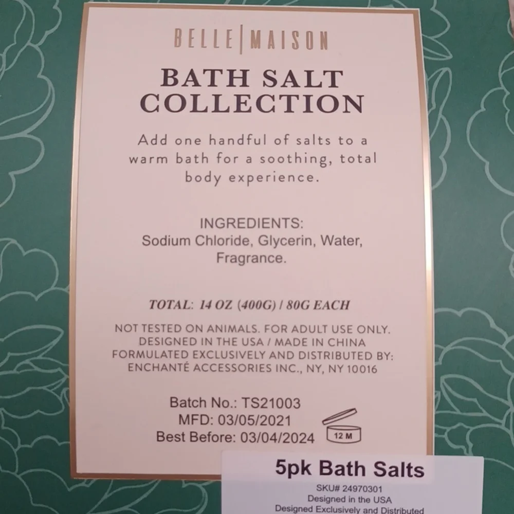 NWT Bath Salts 5pk by Belle Maison